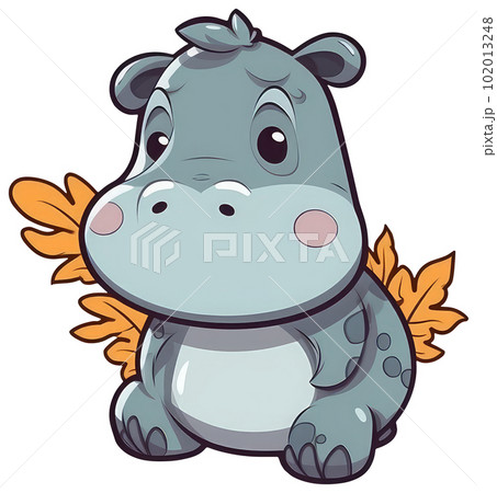Funny and cute hippopotamus transparency sticker. 102013248