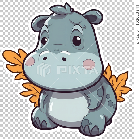 Funny and cute hippopotamus transparency sticker. 102013248