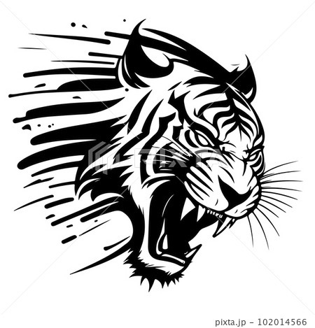 Roaring tiger logo design vector illustration. Vector illustration Roaring tiger logo design vector illustration. Vector illustration 102014566