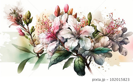 マリー・パラ 花ざかりの中庭 水彩画 例える 購入価格¥339,900