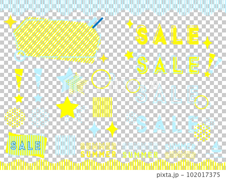 色彩繽紛的流行和可愛的夏季促銷角色和零食 102017375