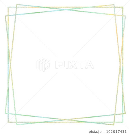 Watercolor green geometric frame. Hand drawn illustration. for postcards, Wedding invitation, template, greetings, thank you cards, sale posters, coupons 102017451