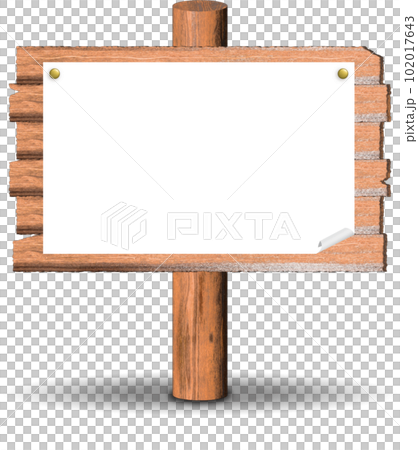 Wooden notice board with paper 102017643