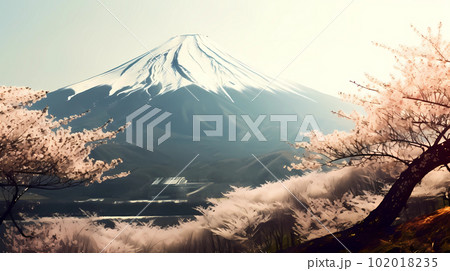 日本の美、富士山と桜の競演(AI画像) 日本の美、富士山と桜の競演(AI画像) 102018235