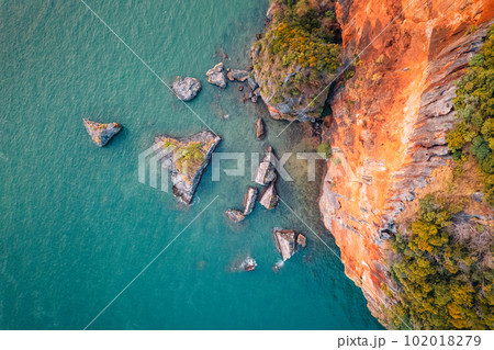 Aerial view of beach at sunset ,Railay beach, Krabi province Aerial view of beach at sunset ,Railay beach, Krabi province 102018279
