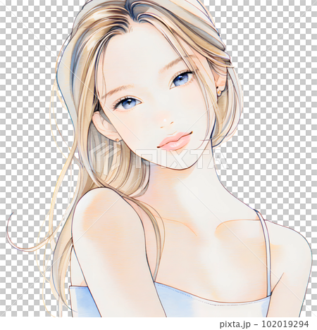 美麗的姐姐的插圖 水彩風格“AI 生成的圖像” 102019294