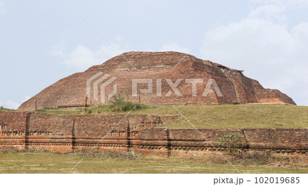 View of Chaityas in the Complex of Nalanda University, Rajgir, Nalanda, Bihar 102019685