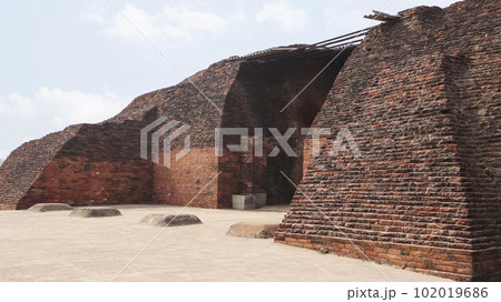 View of Chaityas in the Complex of Nalanda University, Rajgir, Nalanda, Bihar 102019686