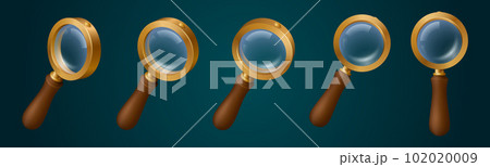 3d magnifying glass lens vintage game vector icon 102020009