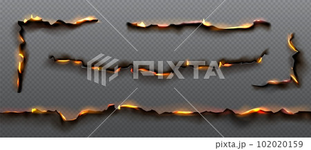 Fire, orange flame on burnt paper edges 102020159
