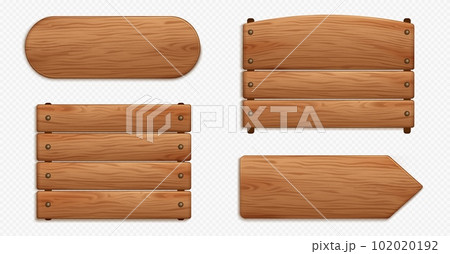 Wooden signboards, banners and arrow sign 102020192
