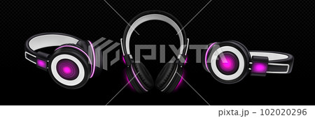 3d vector isolated dj headset with neon light 102020296