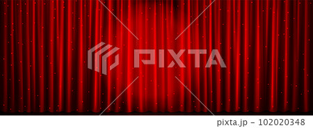 Red theater curtain background, show light vector 102020348