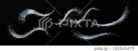 Realistic set of winter air swirls with snowflakes Realistic set of winter air swirls with snowflakes 102020475