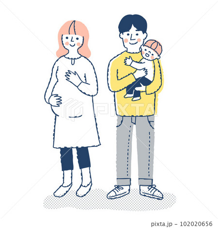 笑顔で立っている若い家族 笑顔で立っている若い家族 102020656