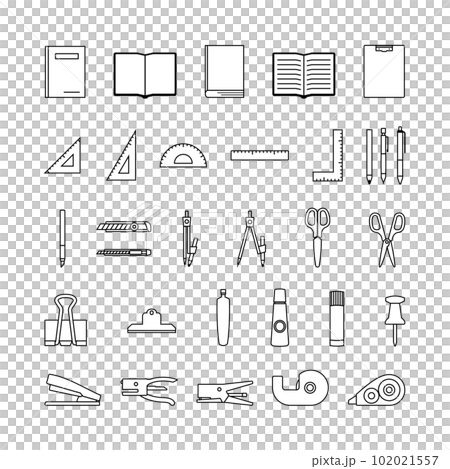 Stationery illustration set simple writing utensil illustration stationery pen document notebook book 102021557