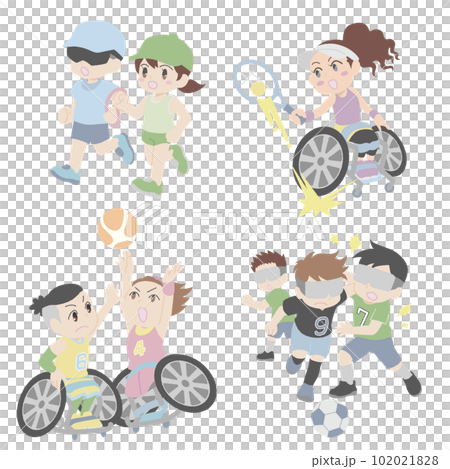 手繪風格的殘疾人運動插畫集 102021828