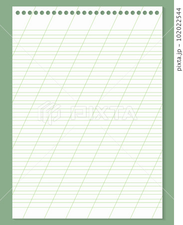 Graph paper. Printable lined grid paper with color horisontal, diagonal lines. Geometric pattern for school, oblique notebook. Realistic lined paper blank size Letter. Exercise page for calligraphy 102022544