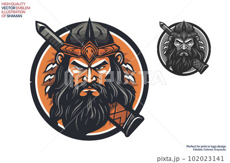 Indian chief mascot. Esport emblem logo design. Fully editable colored vector illustration. Good for print or logo design. Indian chief mascot. Esport emblem logo design. Fully editable colored vector illustration. Good for print or logo design. 102023141
