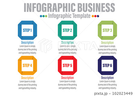 Infographic design template with numbers Six 6 option or six 6 Steps can be used for workflow layout, diagram, number step up options. Infographic design template with numbers Six 6 option or six 6 Steps can be used for workflow layout, diagram, number step up options. 102023449