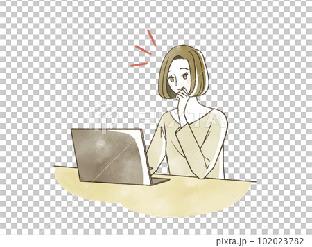 女人用筆記本電腦 102023782