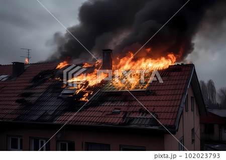 Home with solar energy system on fire. Substantial issue in fire suppression. Generative Ai t 102023793