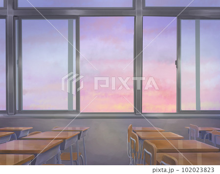 夕焼けが見える教室 夕焼けが見える教室 102023823