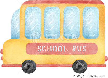 cute watercolor yellow school bus back to school hand painting illustration cute watercolor yellow school bus back to school hand painting illustration 102023859