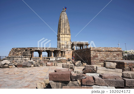 Harshnath Temple, an ancient Hindu temple dedicated to Lord Shiva, situated on the top of a hill or Harsh Ki Pahadi, dated 973 CE, surrounded by various shrines which lie in ruins, Sikar, Rajasthan, Harshnath Temple, an ancient Hindu temple dedicated to Lord Shiva, situated on the top of a hill or Harsh Ki Pahadi, dated 973 CE, surrounded by various shrines which lie in ruins, Sikar, Rajasthan, 102024172