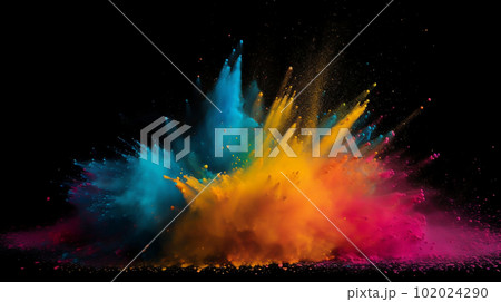 Explosion of Colored Powder. created with Generative AI 102024290