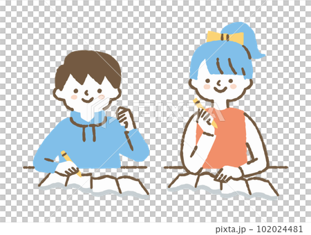 Siblings studying together_color Siblings studying together_color 102024481