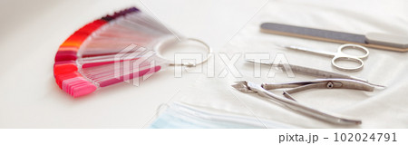 Working table of manicure master in beauty salon 102024791