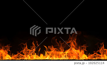 Fiery Flames on Isolated Black Background. created with Generative AI 102025114