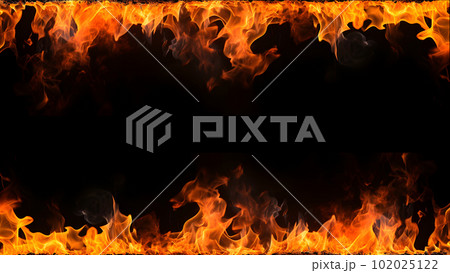 Fiery Flames on Isolated Black Background. created with Generative AI 102025122