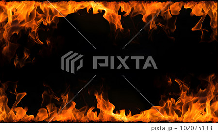Fiery Flames on Isolated Black Background. created with Generative AI Fiery Flames on Isolated Black Background. created with Generative AI 102025133