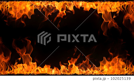 Fiery Flames on Isolated Black Background. created with Generative AI 102025139