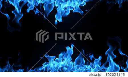 Blue Flames Fiery Beauty on a Black Background. created with Generative AI 102025146