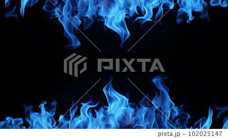 Blue Flames Fiery Beauty on a Black Background. created with Generative AI 102025147