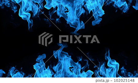 Blue Flames Fiery Beauty on a Black Background. created with Generative AI 102025148