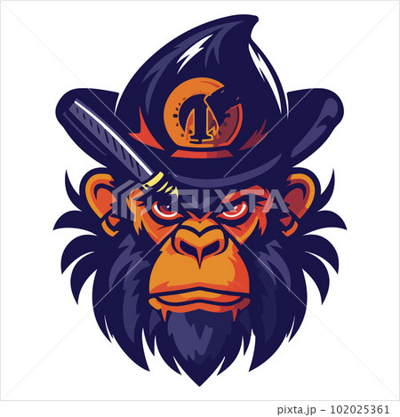 Angry monkey ape mascot character cartoon logo for sport team. Fully editable vector monkey head Angry monkey ape mascot character cartoon logo for sport team. Fully editable vector monkey head 102025361