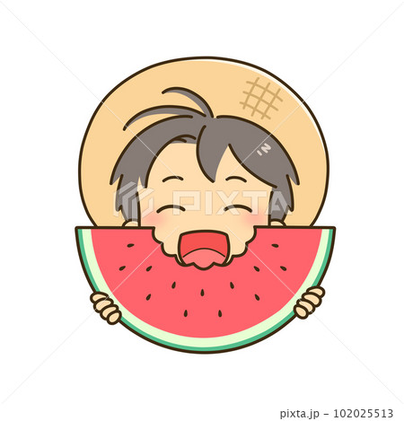 スイカを食べる男の子 102025513