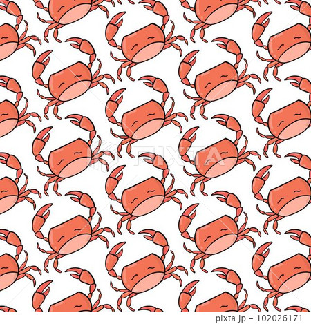 Vector abstract seamless pattern on the theme of the sea, travel, adventure and discovery. Vintage repeat background with hand drawn crab sketches. Vector abstract seamless pattern on the theme of the sea, travel, adventure and discovery. Vintage repeat background with hand drawn crab sketches. 102026171