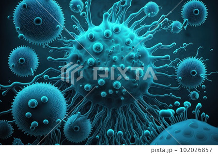 Blue bacteria detailed background. Generative Ai 102026857