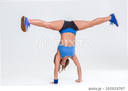 Sport And Active Lifestyle. Sporty Flexible Girl Fitness Woman In