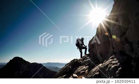 険しい山でロッククライミング(AI画像) 102030411