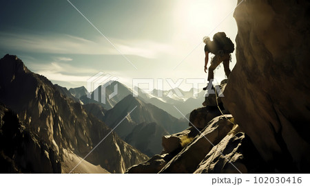 険しい山でロッククライミング(AI画像) 険しい山でロッククライミング(AI画像) 102030416