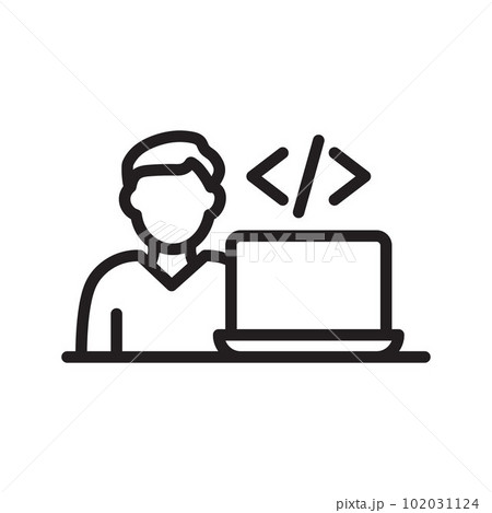 Software Developer icon vector image. Suitable for mobile apps, web apps and print media. Software Developer icon vector image. Suitable for mobile apps, web apps and print media. 102031124
