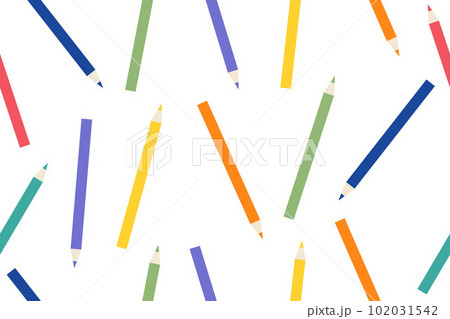 Seamless pattern of colored pencils on a white background for office and school. Vector illustration. 102031542