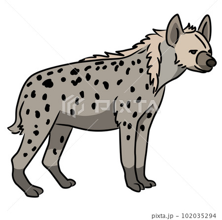 ハイエナのシンプル線画イラスト 102035294