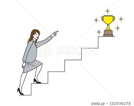 成功への階段を上る女性ビジネスパーソン 成功への階段を上る女性ビジネスパーソン 102036278